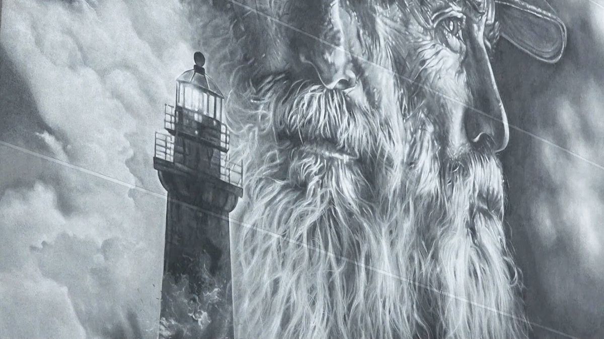 "Старик и море": в латвийской Лиепае открыли мурал, вдохновленный Хемингуэем